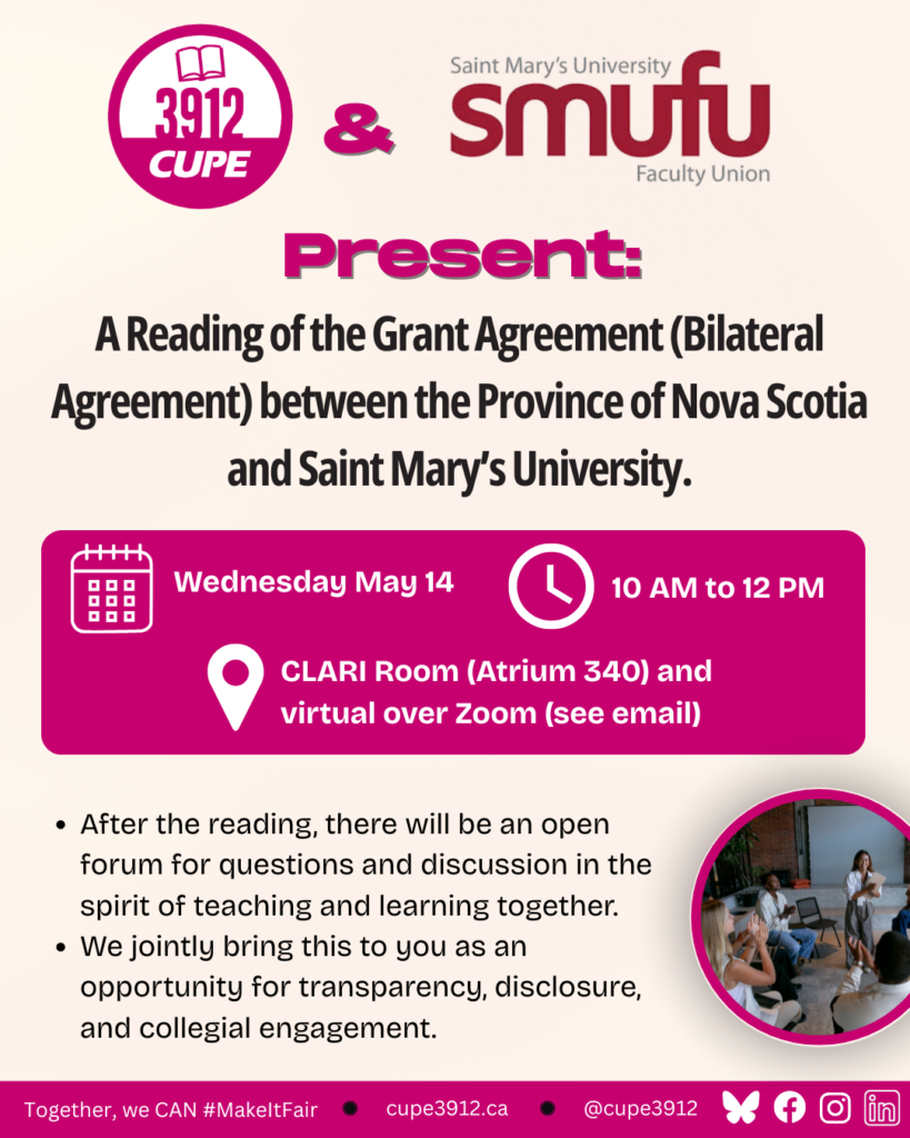 SMUFU and CUPE 3912 Hybrid Event: Wednesday, May 14